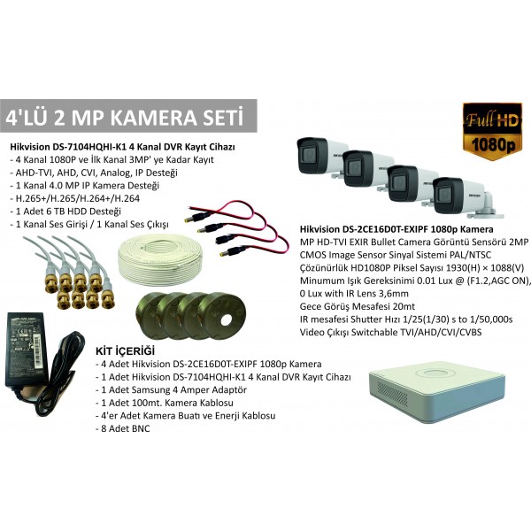 Hikvision 4 lü AHD Kamera Seti